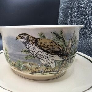 Vintage CP Colditz GDR East Germany Bird Hawk Soup Bowls and Saucers Set of 2